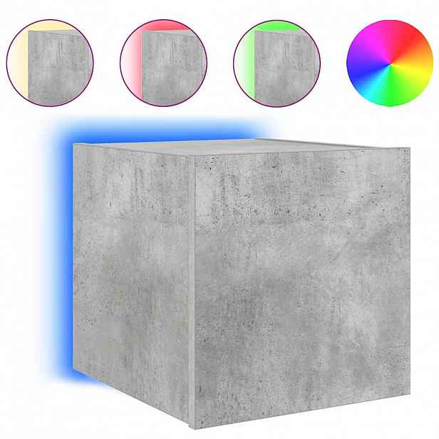 vidaXL Nástěnná TV skříňka s LED osvětlením betonově šedá 30,5x35x30cm