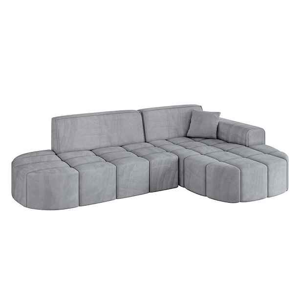 ALTDECOR ROHOVÁ SEDAČKA s otomanem, pravá LIVO-L1 252x173x79,5 Šedá Velur