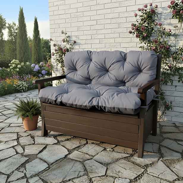 Prošívané sezení JONAS color 23 ŠEDÁ různé rozměry, polstr na zahradní lavici - sedák s opěrkou, Mybesthome Rozměr: 120x60x50 cm