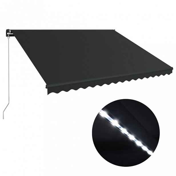 Ručně zatahovací markýza s LED světlem 400x300 cm Dekorhome Antracit