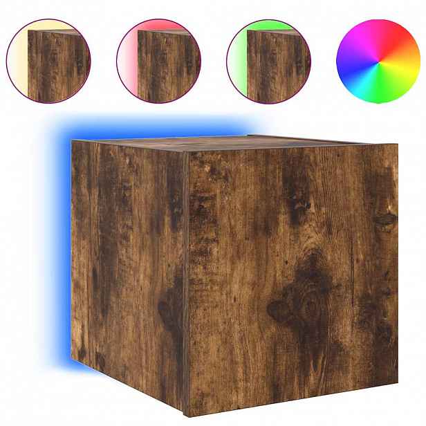 vidaXL Nástěnná TV skříňka s LED osvětlením kouřový dub 30,5x35x30 cm