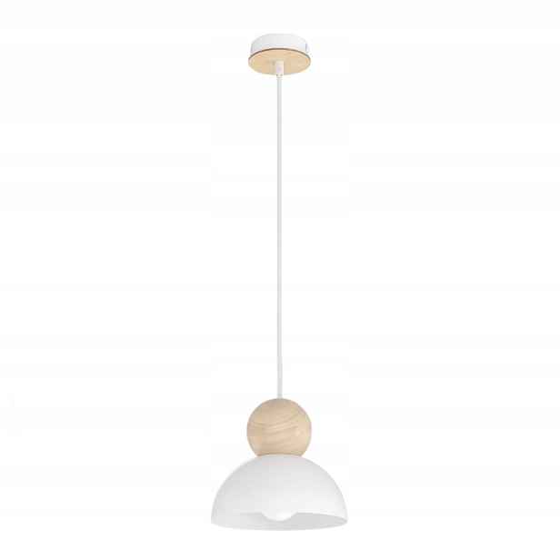 Závěsná lampa Emibig Kaki bílá dřevěná E27 1x15W japandi