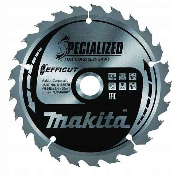 Makita B-62985 pilový kotouč Efficut 165*20mm 25Z vhodný pro aku pily (old=