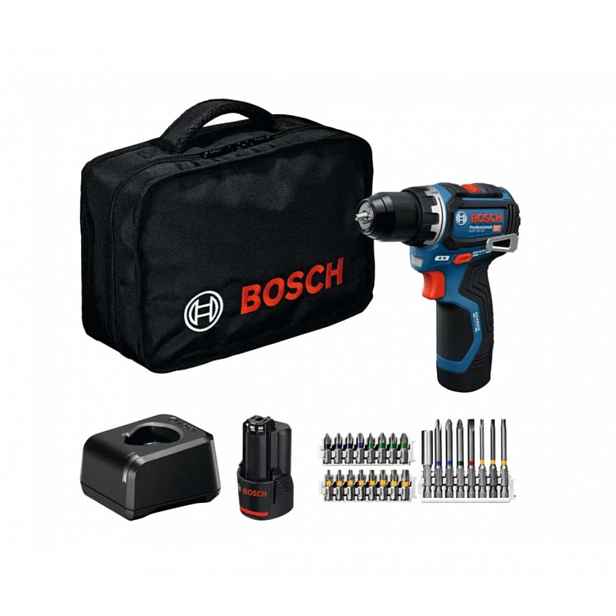 Bosch - 12V AKU vrtací šroubovák GSR 12V-32 s příslušenstvím, 2x aku 2,0 Ah Li-Ion, nabíječka 06019N7006