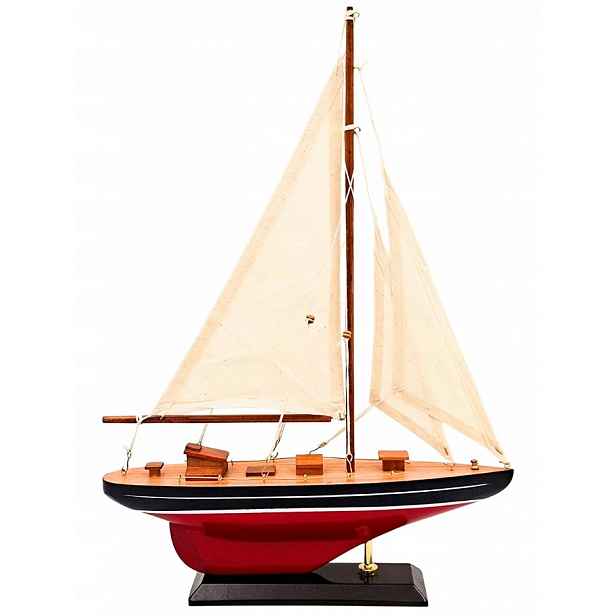 Model dřevěné jachty 30 cm Námořnická dekorace F1705-30ABC