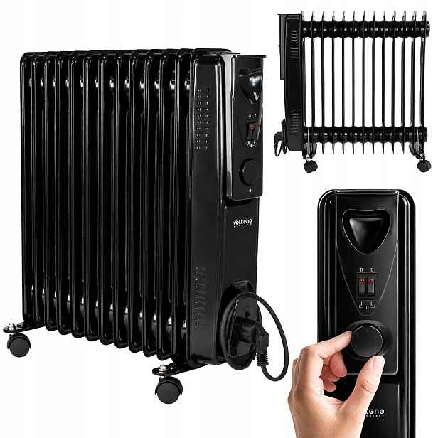 Olejový Radiátor Elektrický 2500W 13 Žeber, Olejový Termostat