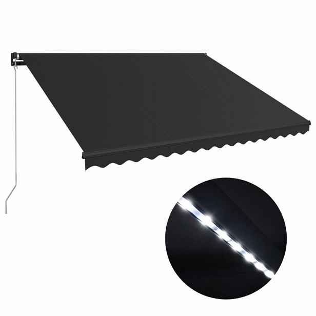 Ručně zatahovací markýza s LED světlem 450x300 cm Dekorhome Antracit