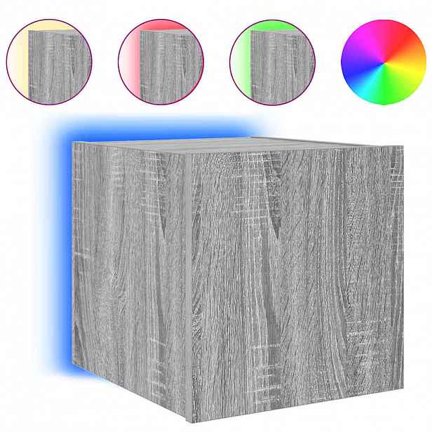 vidaXL Nástěnná TV skříňka s LED osvětlením šedá sonoma 30,5x35x30 cm