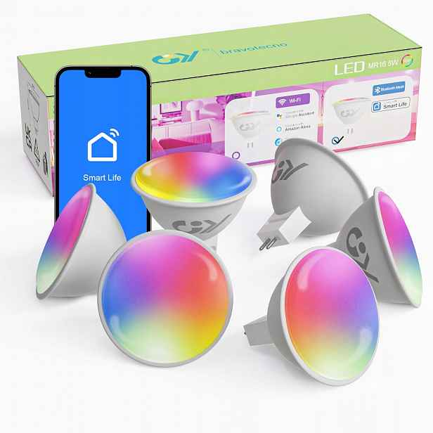 Žárovky Smart Led WiFi Rgb 16 milionů barev E27 MR16 5W Alexa Google App
