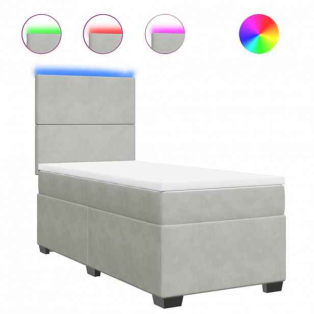 vidaXL Box spring postel s matrací světle šedá 80 x 200 cm samet