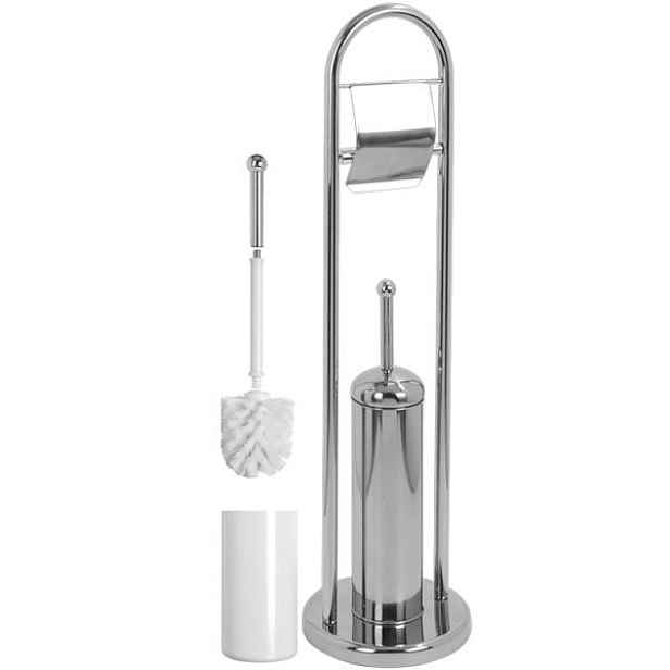 Eco produkty Toaletní stojan - držák wc štětky a toaletního papíru; výška 810 mm - leštěná nerez