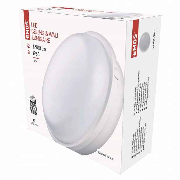 Emos Qari Led svítidlo 20 W, 22 cm, 4000 K, IP65, bílé