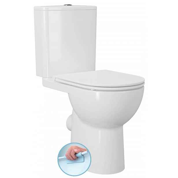 Sapho - WC kombi Sanivex, zvýšený sedák, Rimless, vario odpad, bílá PC108WR