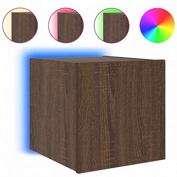 vidaXL Nástěnná TV skříňka s LED osvětlením hnědý dub 30,5x35x30 cm