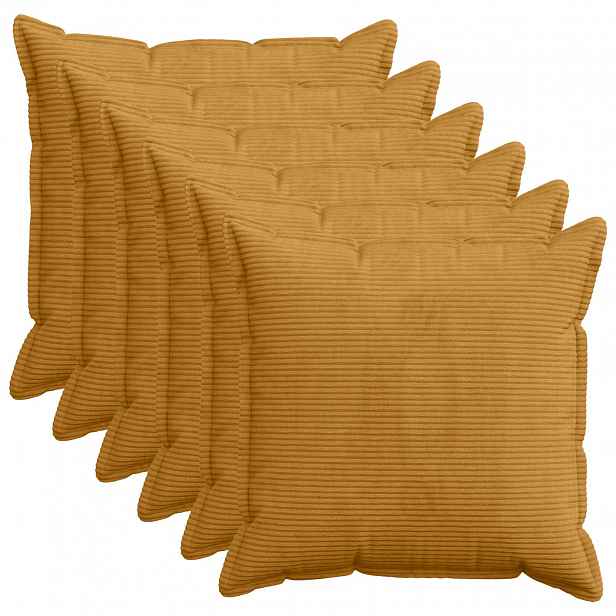 vidaXL Povlak na polštář 6 ks HOUTEN Žlutá 70 x 70 cm manšestr