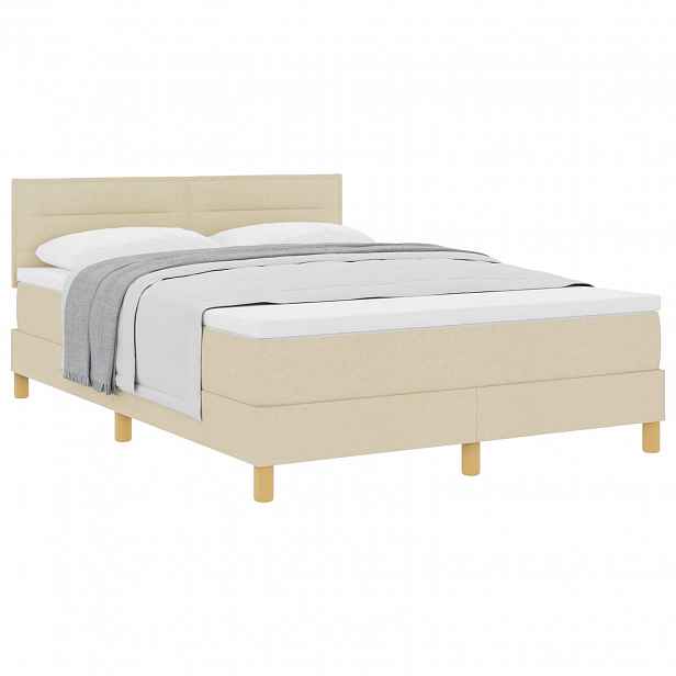 vidaXL Postel s boxspringem s polštářem Krémová 140 x 190 cm textil