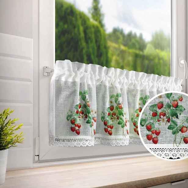 Dekorační krátká vitrážová záclona do kuchyně BERRIES 150x30 cm MyBestHome