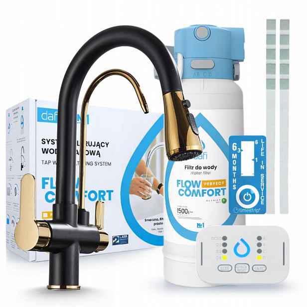 Kohoutek Na Vodní Filtr Černo Zlatý Pzh A Filtr Pod Dřez Dafi Flow Comfort D-1
