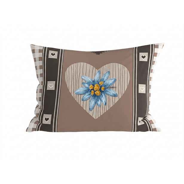 Polybavlněný povlak na polštář HEART RETRO POLY 50x70 cm, hnědý