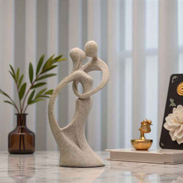 TEMU Sběratelské figurky, Elegantní pár sošek z pryskyřice - Realistické objímající ruce a sladěné figurky, Živá dekorace do interiéru/exteriéru pro