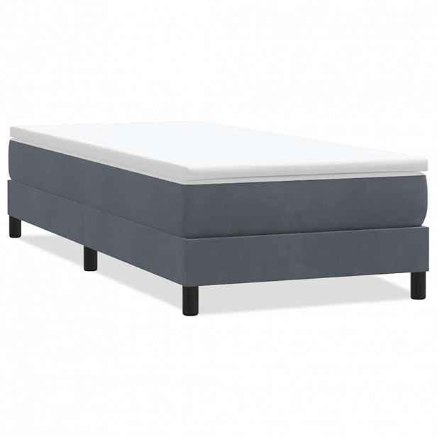 vidaXL Postel Box Spring bez matrace tmavě šedá 100x210 cm samet