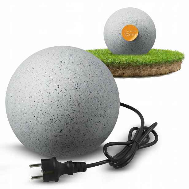 Zahradní lampa Kula do zahrady Led Kámen Beton Kabel 230V E27 20cm IP65