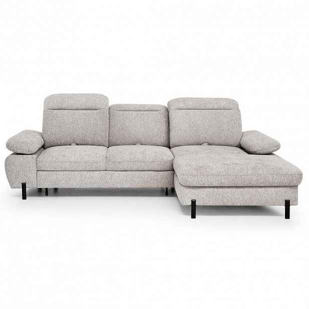 Beautysofa ROZKLÁDACÍ ROHOVÁ SEDACÍ SOUPRAVA Sora Mini s nastavitelnými opěrkami hlavy a funkcí spaní, žinylková látka, tmavě béžová, pravá