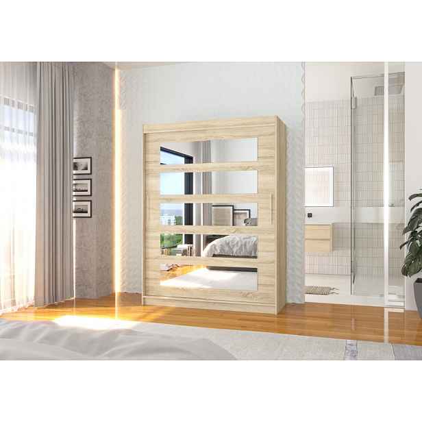 Šatní skříň se zrcadlem 150 cm HAVARA - dub sonoma