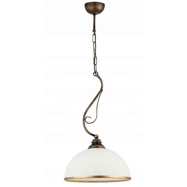 Stropní Svítidlo Xsara Hnědá Patina Bílá Skleněná Stínidlo 1xE27 30 cm Závěsná
