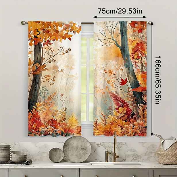 TEMU 2 ks, Jasné a barevné podzimní oranžové a žluté, 100% polyester, pro obývací pokoj, kancelář, kuchyň, domácí dekorace