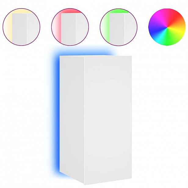 vidaXL Nástěnná TV skříňka s LED osvětlením bílá 30,5 x 35 x 70 cm