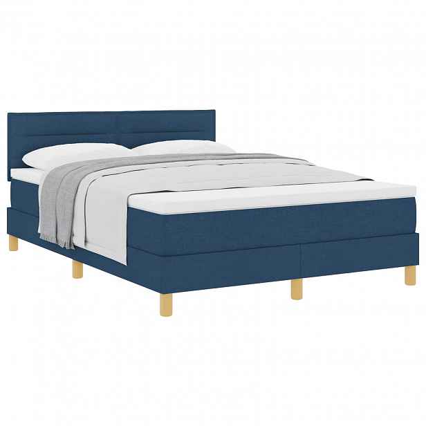 vidaXL Postel s boxspringem s polštářem Modrá 140 x 190 cm textil