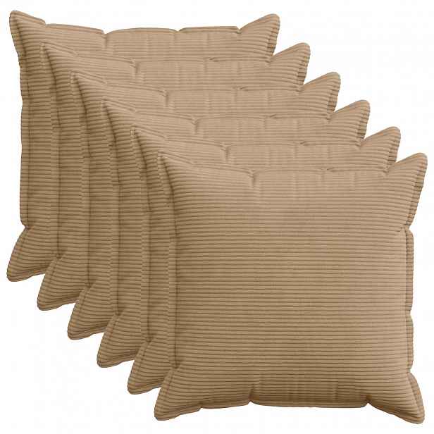 vidaXL Povlak na polštář 6 ks HOUTEN Hnědá 70 x 70 cm manšestr