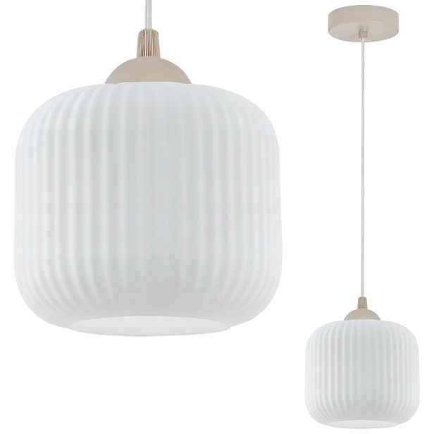 Závěsná Stropní Lampa Lustr Bílý Jednoduchý Skleněný Kašmírový Béžový