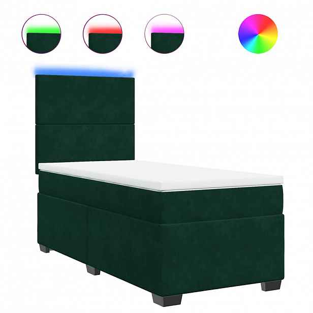 vidaXL Box spring postel s matrací tmavě zelená 80 x 200 cm samet