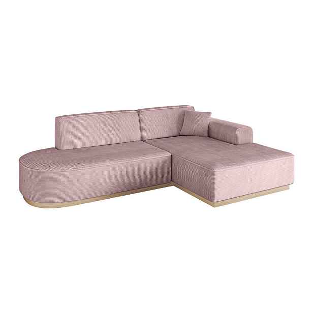 ALTDECOR ROHOVÁ SEDAČKA s otomanem, pravá IREA-L1 232x165x80 Růžová Manšestr