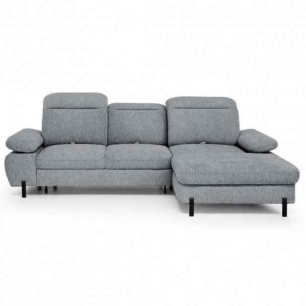 Beautysofa ROZKLÁDACÍ ROHOVÁ SEDACÍ SOUPRAVA Sora Mini s nastavitelnými opěrkami hlavy a funkcí spaní, žinylková látka, šedá, pravá