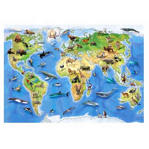 Fototapeta Mapa Světa Zvířata Dítě 208x146