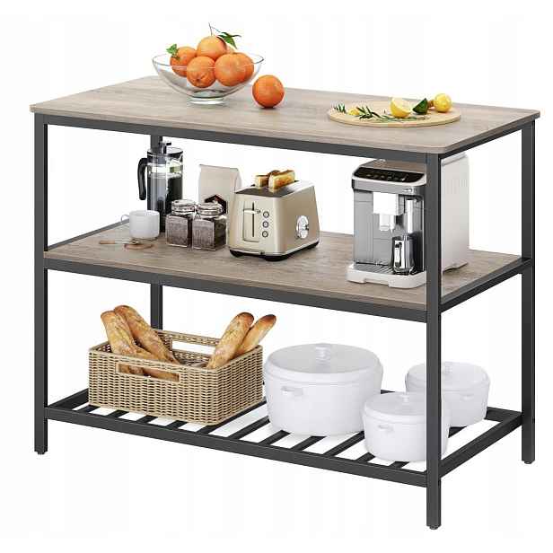 Industriální robustní kuchyňský stůl Loft 3-úrovňový Šedo-černý 90 cm