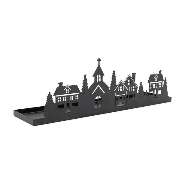 Kovový dekorační podnos FROSTWICK 35 cm, černý
