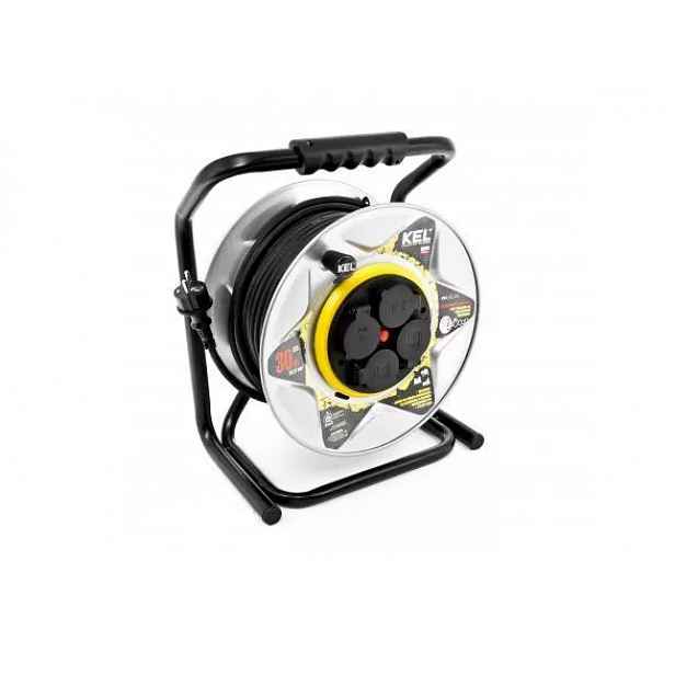 Prodlužovací Kabel bubnový Heavy Line 4x2p+Z IP44 16A H05RR-F 3x1,5 25 m černý