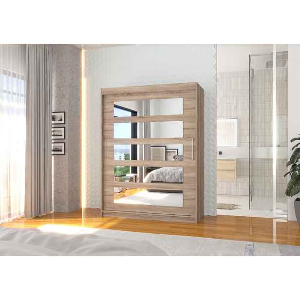 Šatní skříň se zrcadlem 150 cm HAVARA - dub lanýž