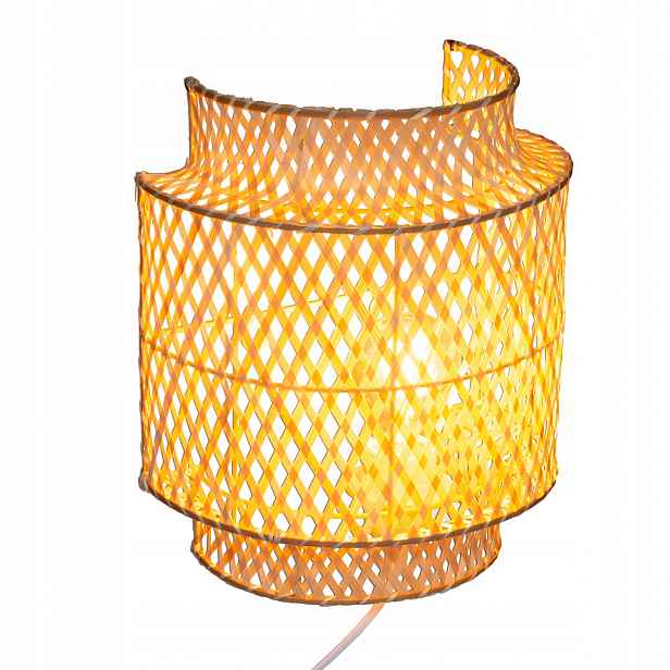 Stolní Lampa bambusová stylová ažurová Klosz Boho