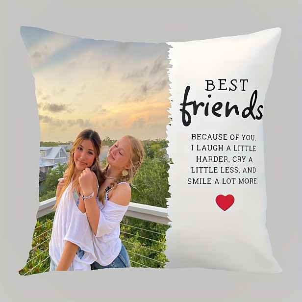 TEMU 1 ks, Krátký plyšový polštář na míru, oboustranný potisk, Fotografie BFF na míru, Trendy polštářové povlaky s nejlepší portrétem BFF, Dárky k