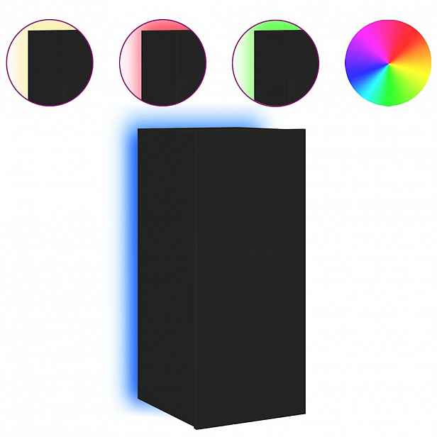 vidaXL Nástěnná TV skříňka s LED osvětlením černá 30,5 x 35 x 70 cm