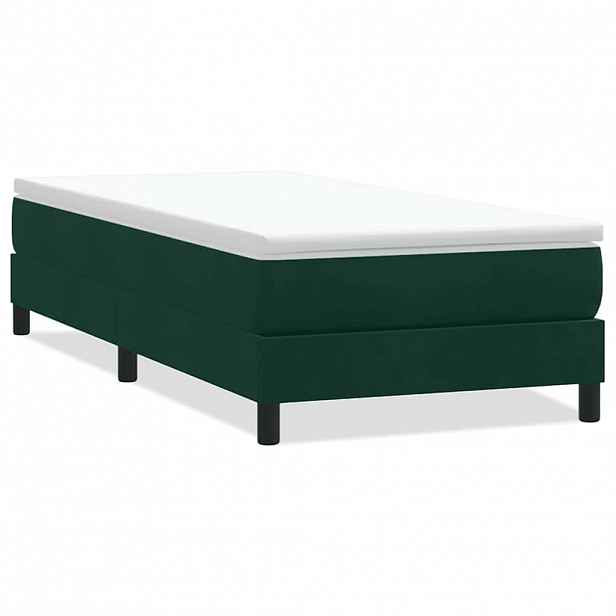 vidaXL Postel Box Spring bez matrace tmavě zelená 100x210 cm samet