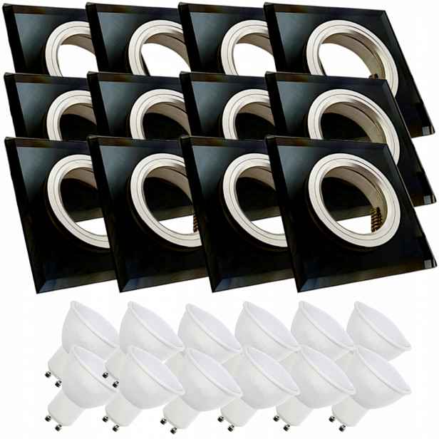 12 x Skleněná Stropní Svítidla Zapuštěná Do Stropu Křišťál 3W Led Žárovky