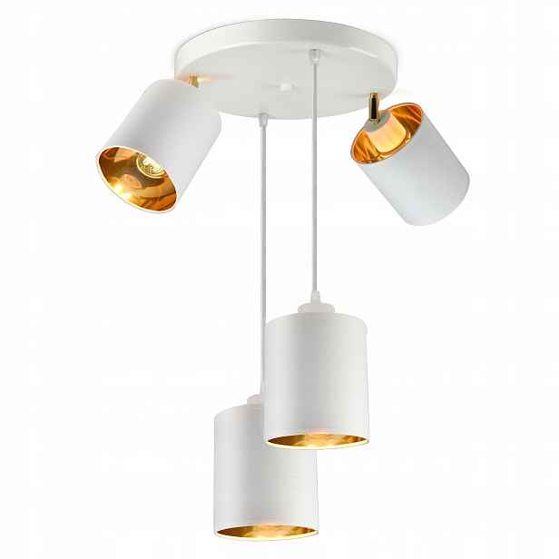 Lampa Stropní Svítidlo Pohyblivý lustr Stínidla Bílá Zlatá