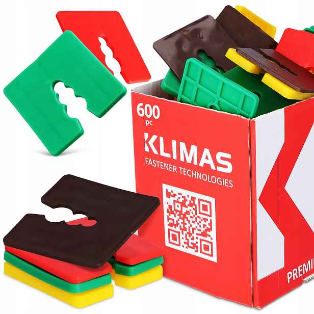 600x Distanční Podložky 2-5 mm Vyrovnávací šrouby oken Klíny Montáž D4
