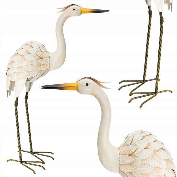 Dekorativní Zahradní Pták Jeřáb h75 cm kovový Socha Zahradní figurka